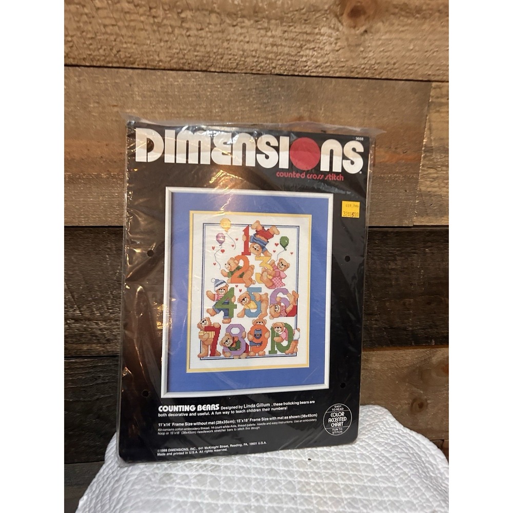 Dimensions Vintage Counted Cross Stitch Unopen Counting Bears 11x14 3668